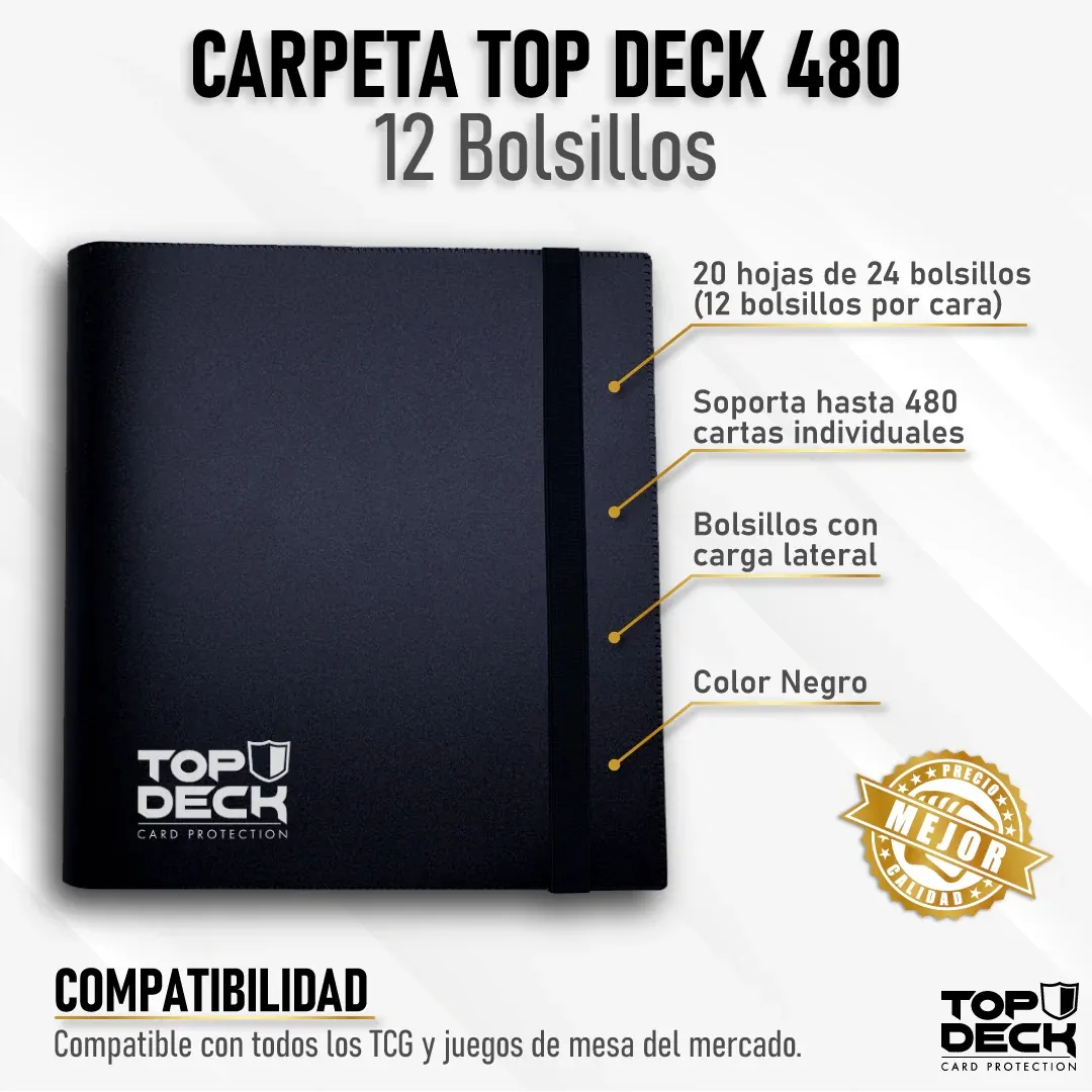 Carpeta Esencial | Para 480 cartas (12 bolsillos por cara - carga lateral) - Varios Colores - Top Deck